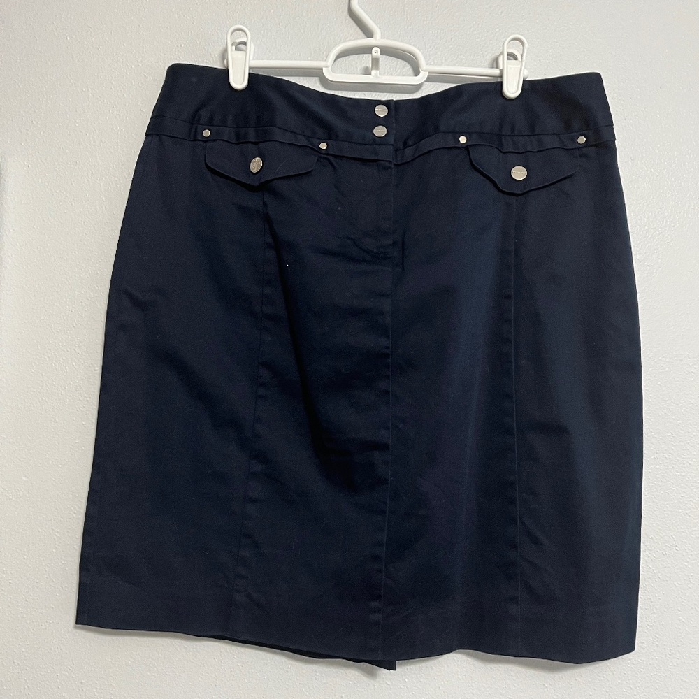 Jones New York Signature Navy Stretch Cotton Skirt Size 12